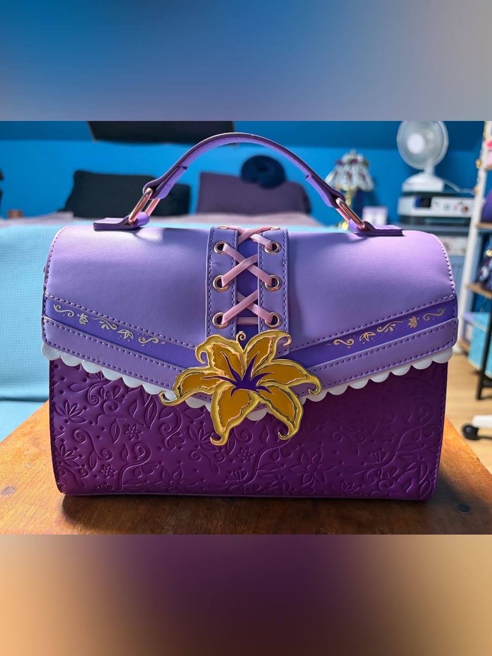 Loungefly Rapunzel/Tangled purple purse and wallet